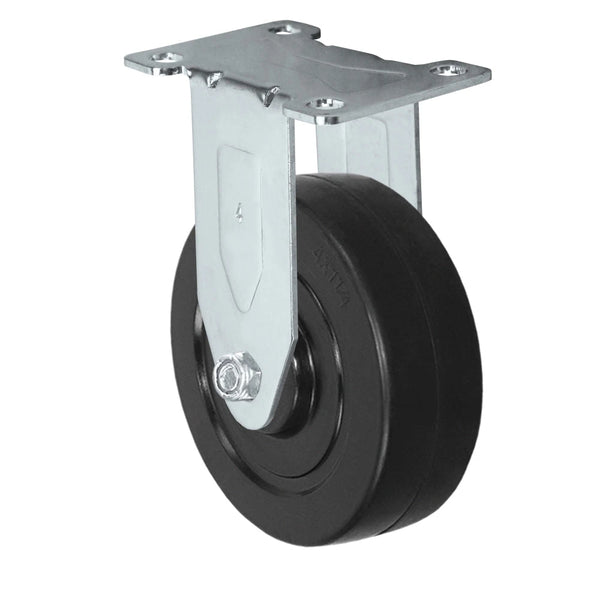 Durastar Light Medium Duty S24 Series - 4" x 1-1/4" Soft Rubber Rigid Caster - 220 lb Capacity, Choose Stainless Top Plate Option Durastar