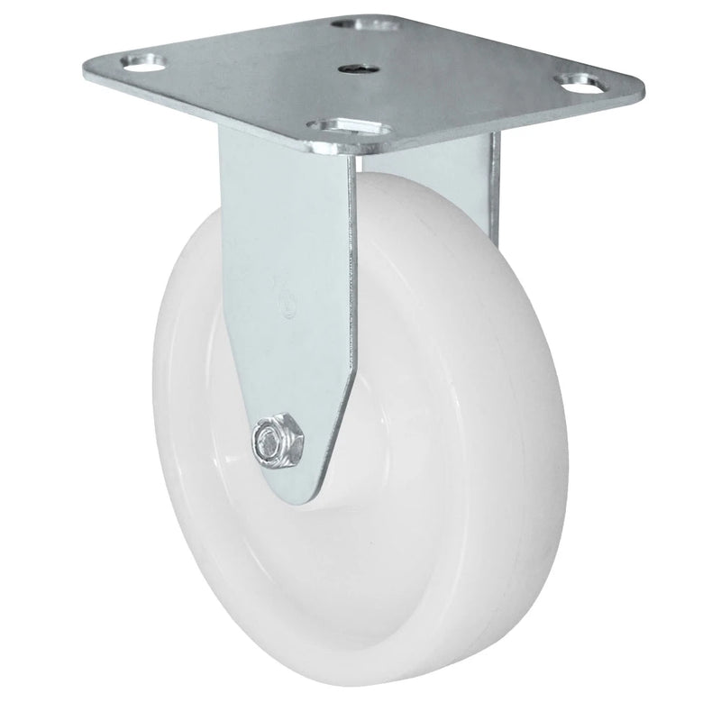 Durastar Light Medium Duty S24 Series - 5" x 1-1/4" Nylon Rigid Caster - 350 lb Capacity, Choose Stainless Top Plate Option Durastar