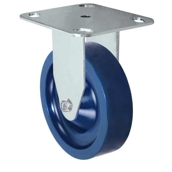 Durastar Light Medium Duty S24 Series - 5" x 1-1/4" Solid Polyurethane Rigid Caster - 350 lb Capacity, Choose Stainless Top Plate Option Durastar