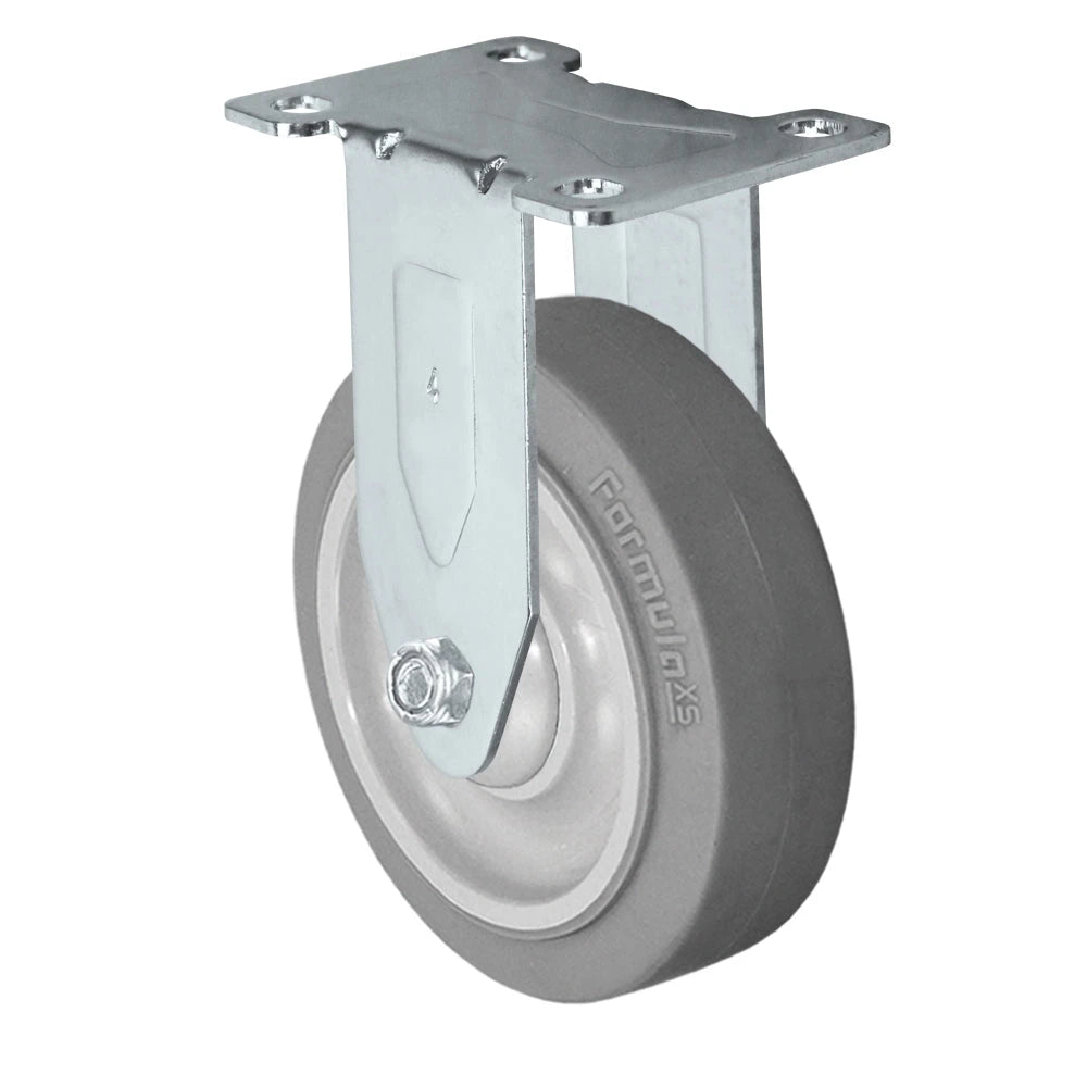 Durastar Light Medium Duty S24 Series - 6" x 1-1/4" Thermoplastic Rubber Rigid Caster - 325 lb Capacity, Choose Stainless Top Plate Option Durastar