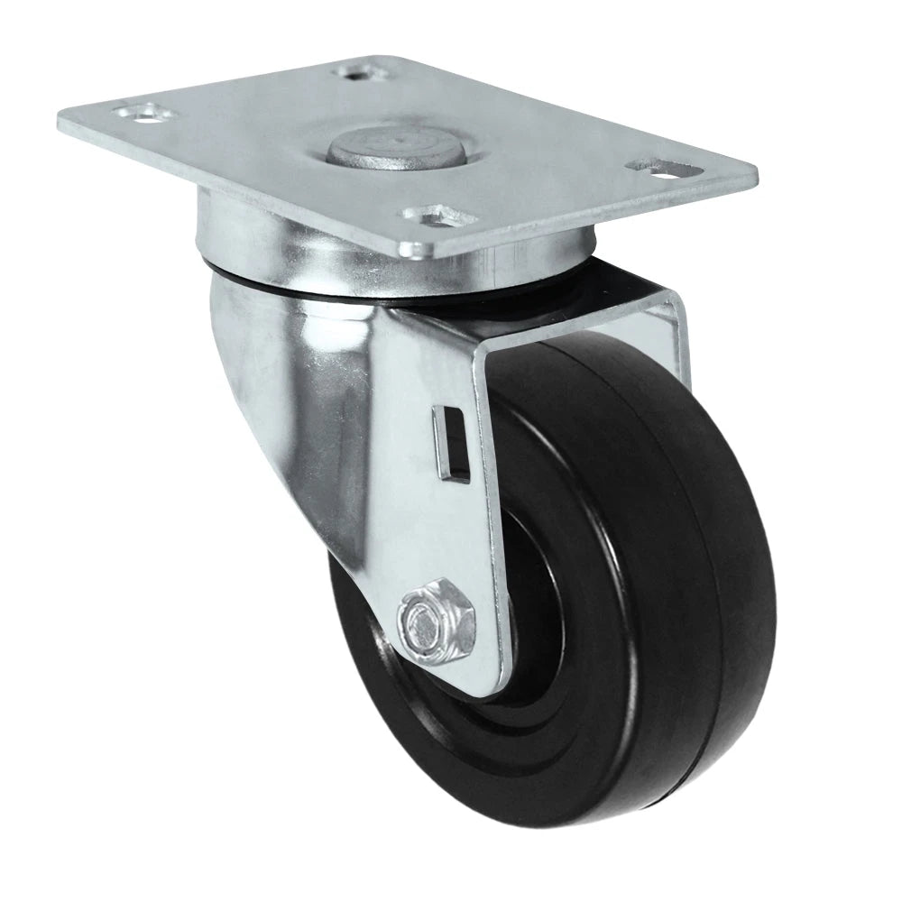 Durastar Light Medium Duty S24 Series - 3" x 1-1/4" Soft Rubber Swivel Caster - 175 lb Capacity, Choose Stainless Top Plate Option Durastar
