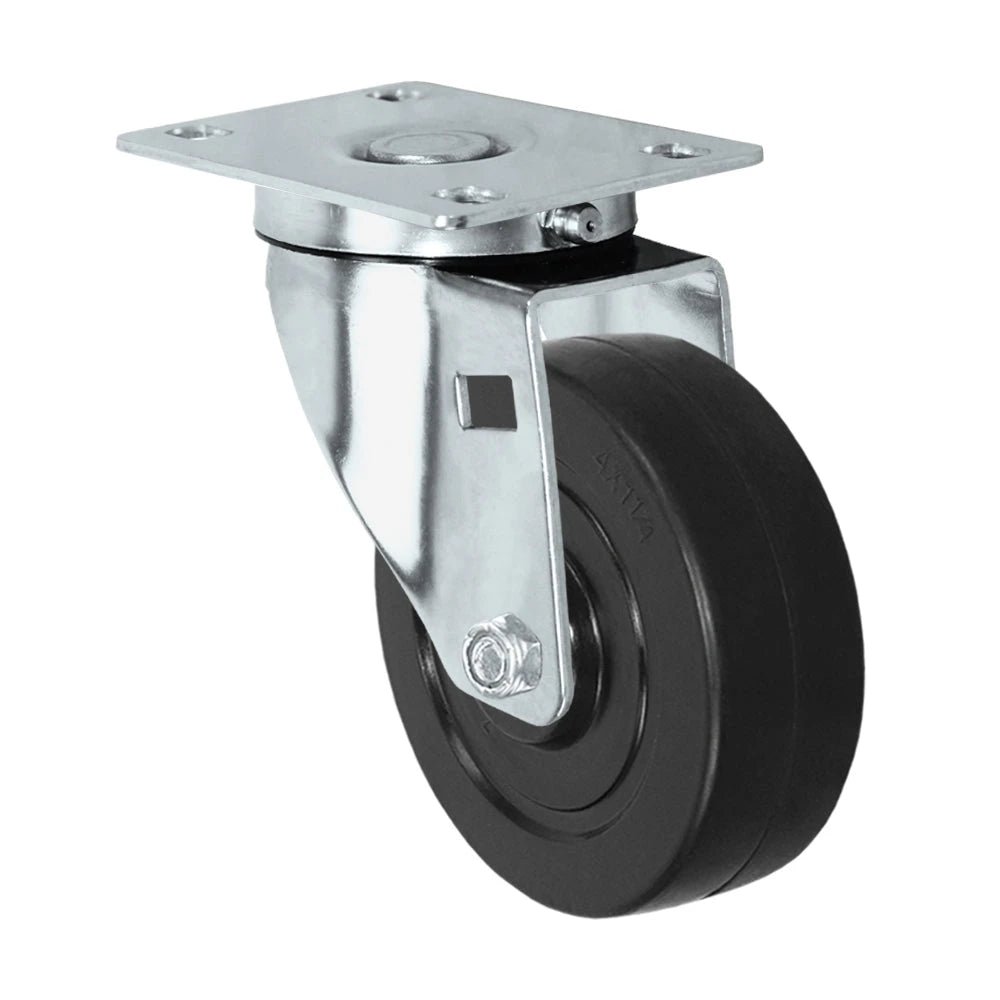 Durastar Light Medium Duty S24 Series - 4" x 1-1/4" Hard Rubber - 300 lb Capacity, Choose Stainless Top Plate Option Durastar