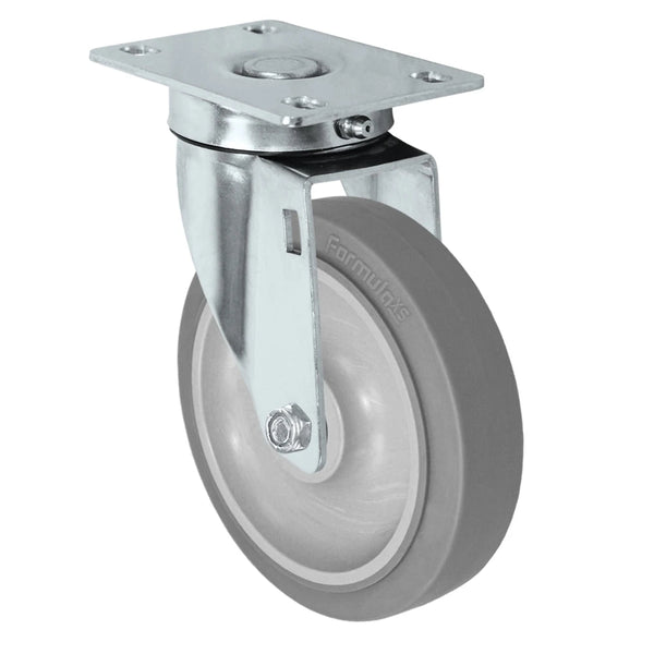 Durastar Light Medium Duty S24 Series - 6" x 1-1/4" Thermoplastic Rubber Swivel Caster - 325 lb Capacity, Choose Stainless Top Plate Option Durastar