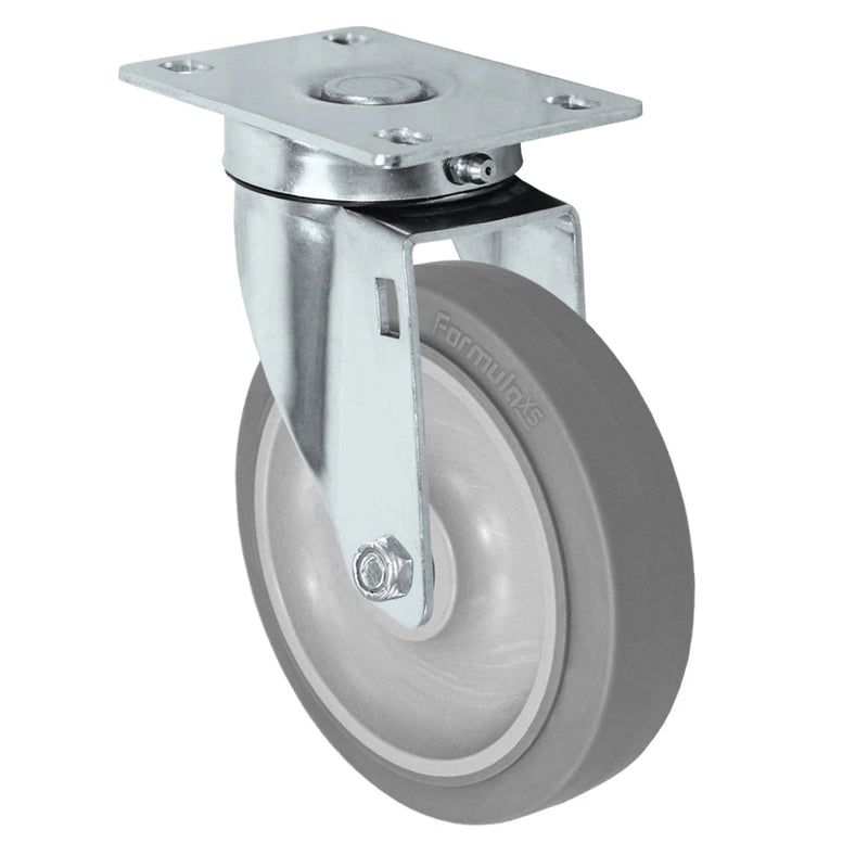 Durastar Light Medium Duty S24 Series - 6" x 1-1/4" Thermoplastic Rubber Swivel Caster - 325 lb Capacity, Choose Stainless Top Plate Option Durastar