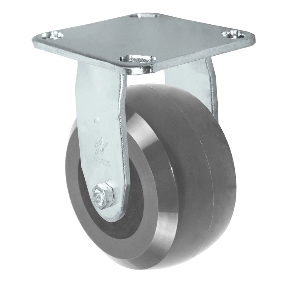 Durastar Medium Heavy Duty S30 Series - 4" x 2" Heavy Duty Solid Polyurethane on Glass-filled Nylon Rigid Caster - 1200 lb Capacity, & 4" x 4-1/2" Stainless Top Plate Durastar