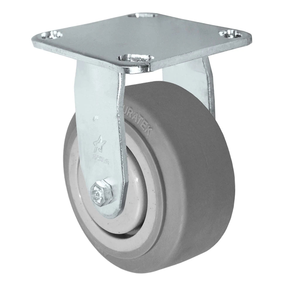 Durastar Medium Heavy Duty S30 Series - 4" x 2" Duratek High Tech Rubber Rigid Caster - 450 lb Capacity, & 4" x 4-1/2" Stainless Top Plate Durastar