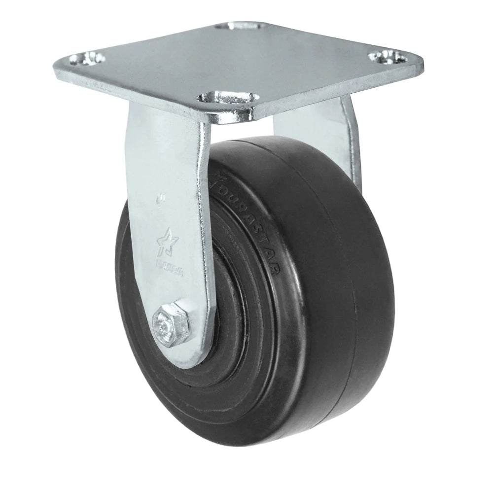 Durastar Medium Heavy Duty S30 Series - 4" x 2" Rubber on Glass-filled Nylon Rigid Caster - 400 lb Capacity, & 4" x 4-1/2" Stainless Top Plate Durastar