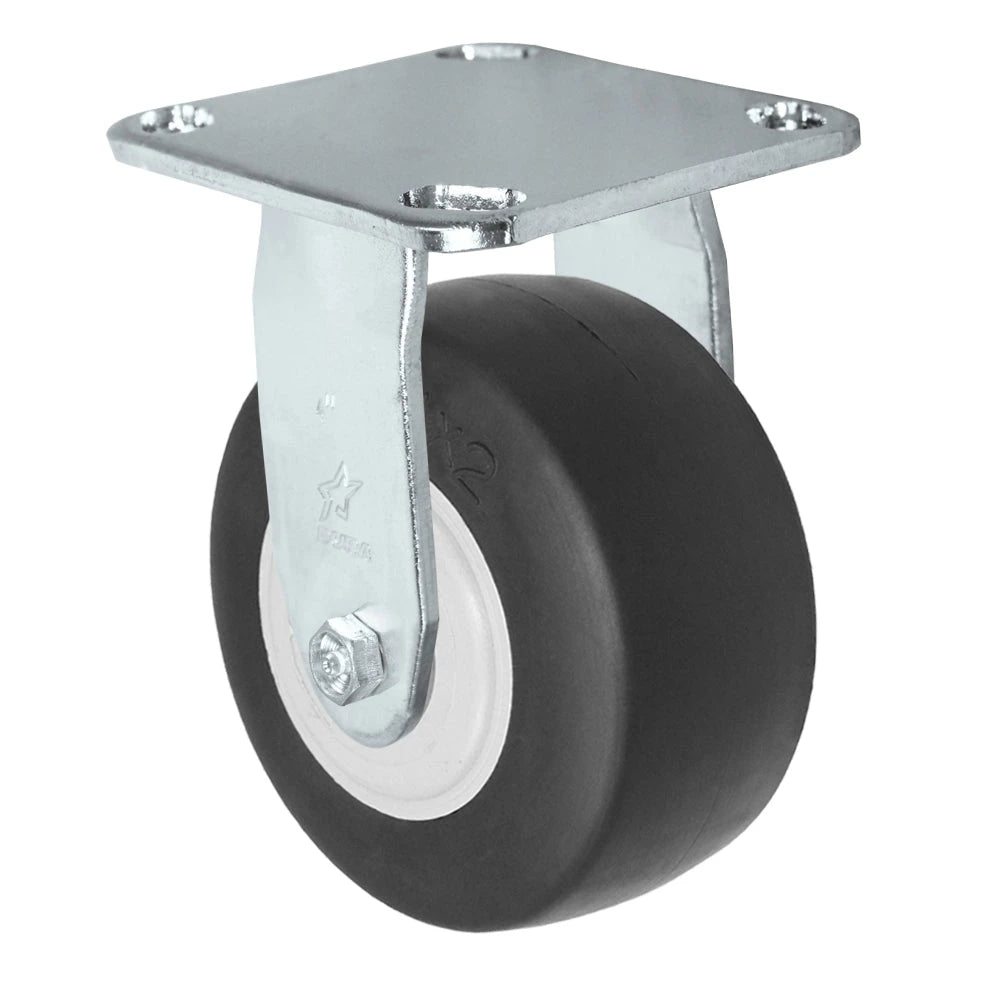 Durastar Medium Heavy Duty S30 Series - 4" x 2" Thermoplastic Rubber Rigid Caster - 300 lb Capacity, & 4" x 4-1/2" Stainless Top Plate Durastar