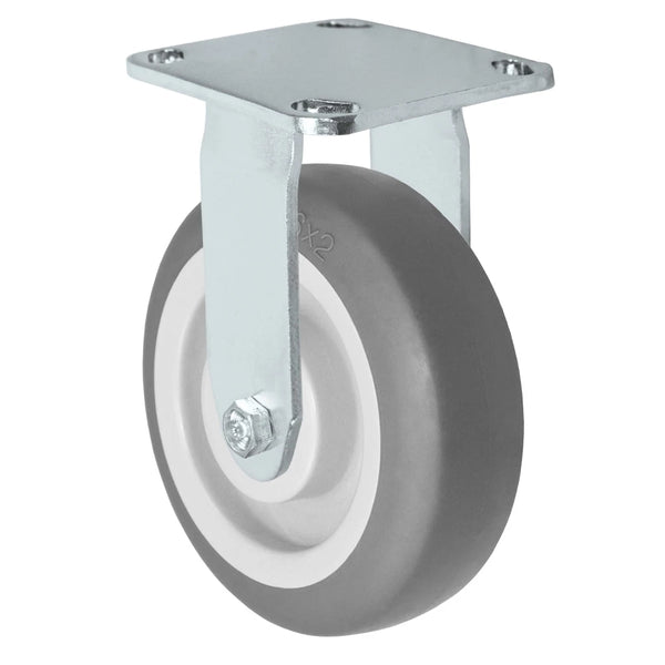 Durastar Medium Heavy Duty S30 Series - 5" x 2" Thermoplastic Rubber Rigid Caster - 350 lb Capacity, & 4" x 4-1/2" Stainless Top Plate Durastar