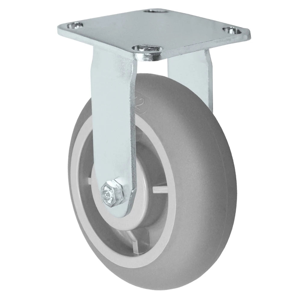 Durastar Medium Heavy Duty S30 Series - 6" x 2" Donut Thermoplastic Rubber Rigid Caster - 500 lb Capacity, & 4" x 4-1/2" Stainless Top Plate Durastar