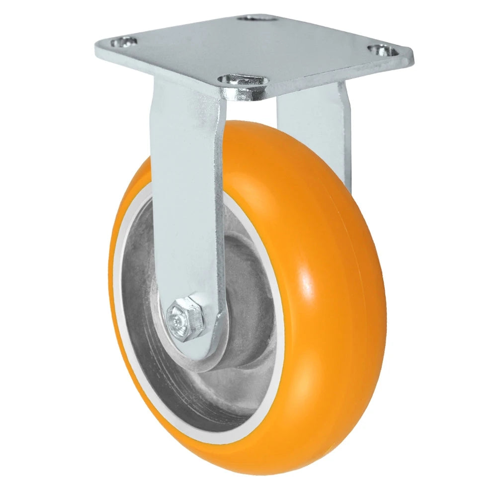 Durastar Medium Heavy Duty S30 Series - 6" x 2" Sirius Heavy Duty Donut Polyurethane on Aluminum Rigid Caster - 1250 lb Capacity, & 4" x 4-1/2" Stainless Top Plate Durastar