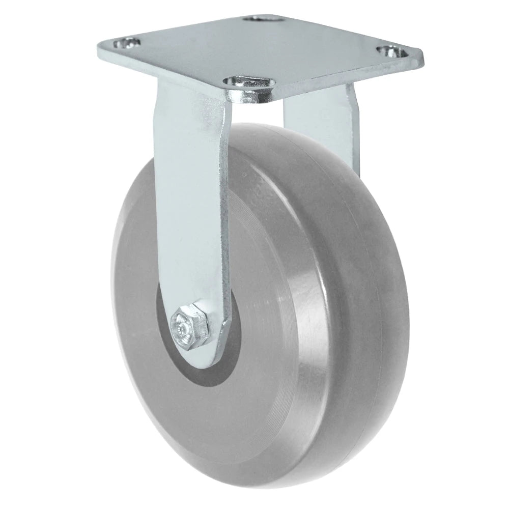 Durastar Medium Heavy Duty S30 Series - 6" x 2" Heavy Duty Solid Polyurethane on Glass-filled Nylon Rigid Caster - 1250 lb Capacity, & 4" x 4-1/2" Stainless Top Plate Durastar