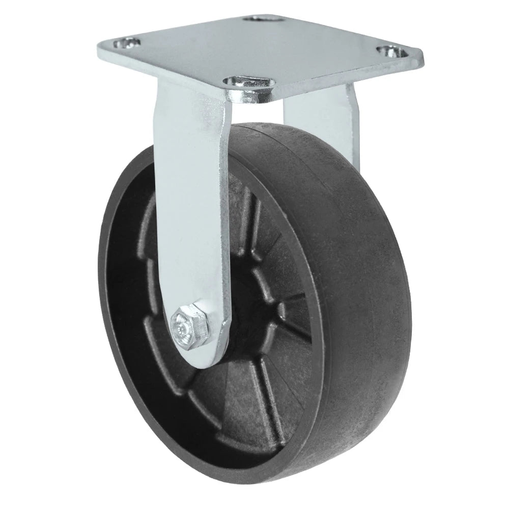 Durastar Medium Heavy Duty S30 Series - 6" x 2" Glass-filled Nylon Rigid Caster - 1200 lb Capacity, & 4" x 4-1/2" Stainless Top Plate Durastar