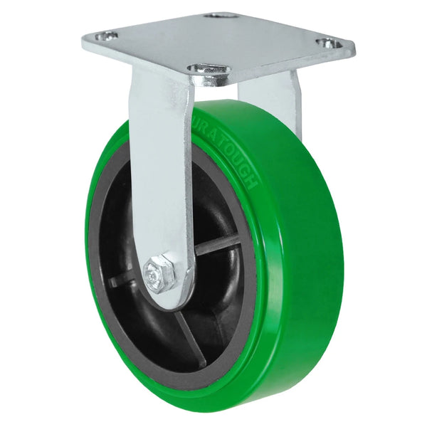 Durastar Medium Heavy Duty S30 Series - 6" x 2" Polyurethane on Glass-filled Nylon - MU (10mm Thick Tread) Rigid Caster - 1200 lb Capacity, & 4" x 4-1/2" Stainless Top Plate Durastar