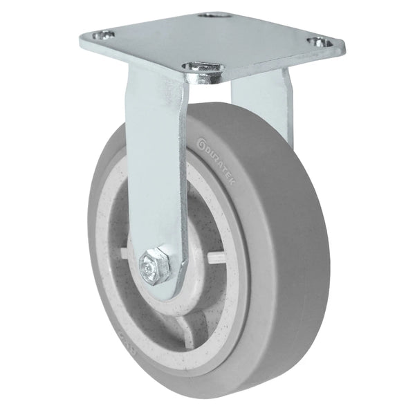 Durastar Medium Heavy Duty S30 Series - 6" x 2" Duratek High Tech Rubber Rigid Caster - 600 lb Capacity, & 4" x 4-1/2" Stainless Top Plate Durastar