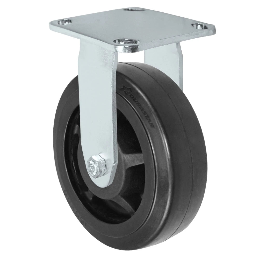 Durastar Medium Heavy Duty S30 Series - 6" x 2" Rubber on Glass-filled Nylon Rigid Caster - 550 lb Capacity, & 4" x 4-1/2" Stainless Top Plate Durastar