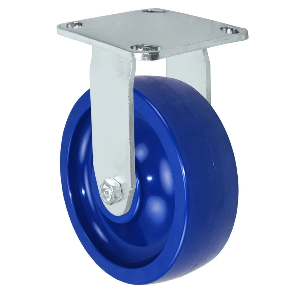 Durastar Medium Heavy Duty S30 Series - 6" x 2" Solid Blue Polyurethane Rigid Caster - 1200 lb Capacity, & 4" x 4-1/2" Stainless Top Plate Durastar