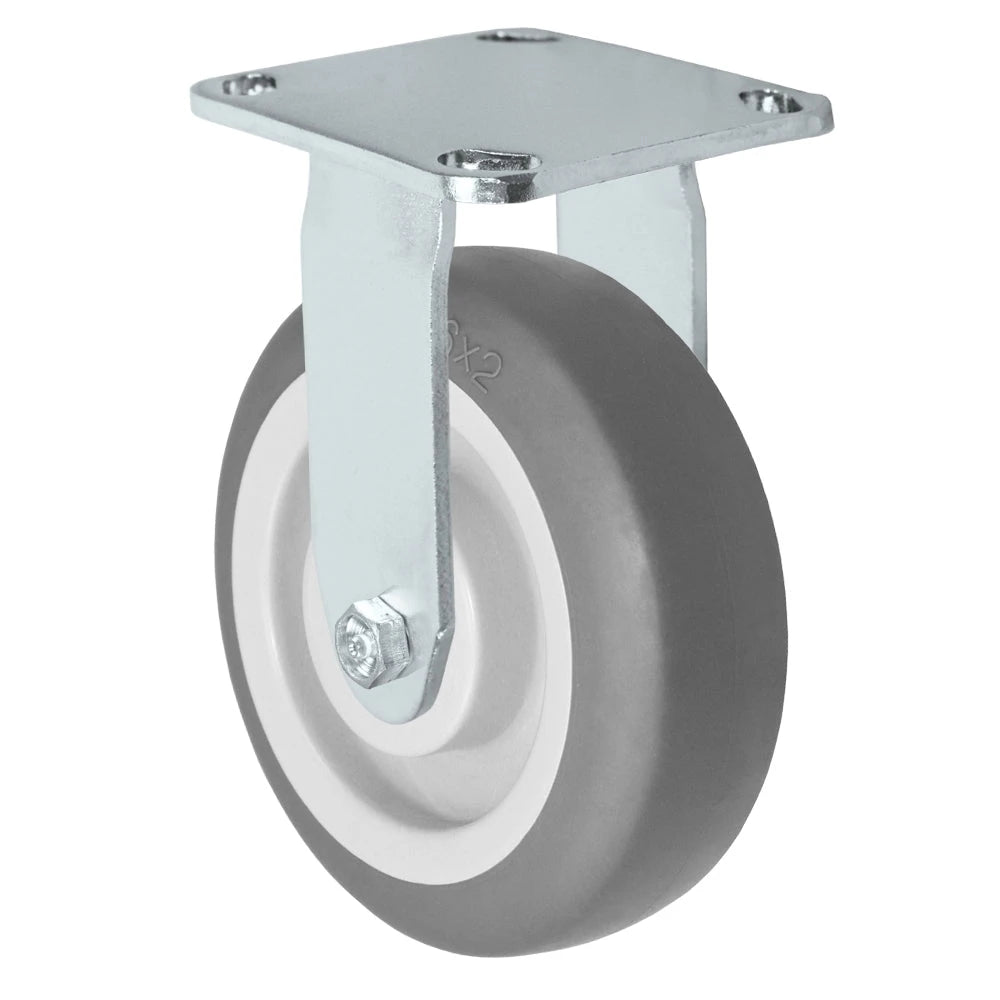 Durastar Medium Heavy Duty S30 Series - 6" x 2" Thermoplastic Rubber Rigid Caster - 500 lb Capacity, & 4" x 4-1/2" Stainless Top Plate Durastar