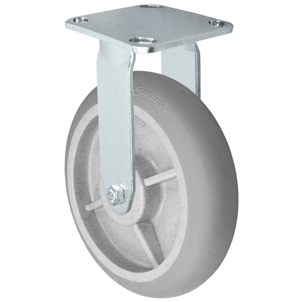 Durastar Medium Heavy Duty S30 Series - 8" x 2" Duratek Donut High Tech Rubber Rigid Caster - 675 lb Capacity, & 4" x 4-1/2" Stainless Top Plate Durastar