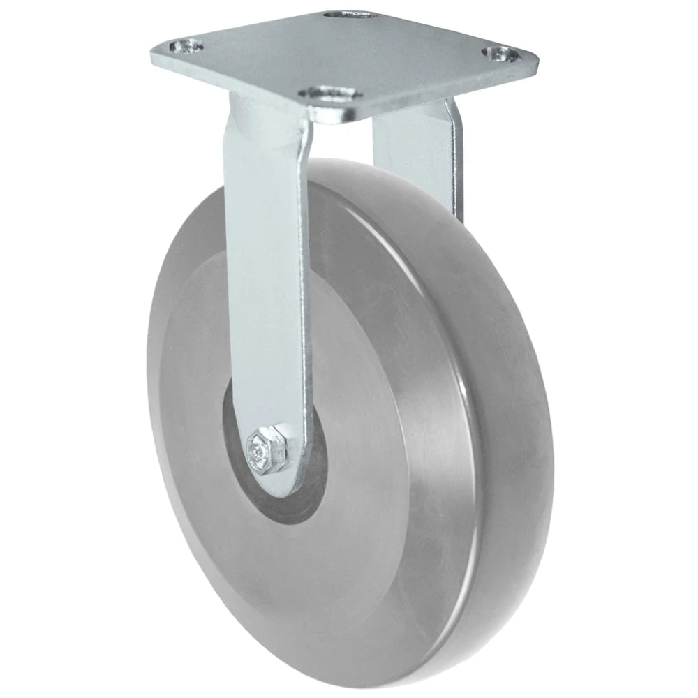 Durastar Medium Heavy Duty S30 Series - 8" x 2" Heavy Duty Solid Polyurethane on Glass-filled Nylon Rigid Caster - 1250 lb Capacity, & 4" x 4-1/2" Stainless Top Plate Durastar