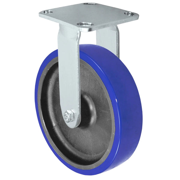 Durastar Medium Heavy Duty S30 Series - 8" x 2" Polyurethane on Glass-filled Nylon - MU (10mm Thick Tread) Rigid Caster - 1250 lb Capacity, & 4" x 4-1/2" Stainless Top Plate Durastar