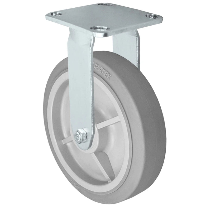 Durastar Medium Heavy Duty S30 Series - 8" x 2" Duratek High Tech Rubber Rigid Caster - 675 lb Capacity, & 4" x 4-1/2" Stainless Top Plate Durastar