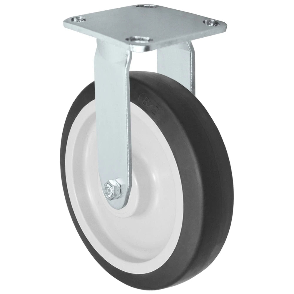 Durastar Medium Heavy Duty S30 Series - 8" x 2" Thermoplastic Rubber Rigid Caster - 600 lb Capacity, & 4" x 4-1/2" Stainless Top Plate Durastar