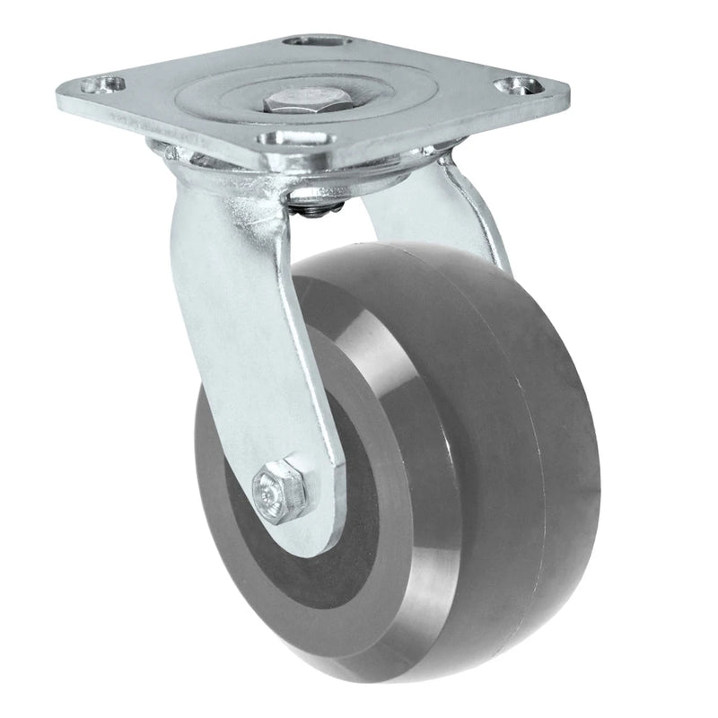 Durastar Medium Heavy Duty S30 Series - 4" x 2" Heavy Duty Solid Polyurethane on Glass-filled Nylon Swivel Caster - 1200 lb Capacity, & 4" x 4-1/2" Stainless Top Plate Durastar