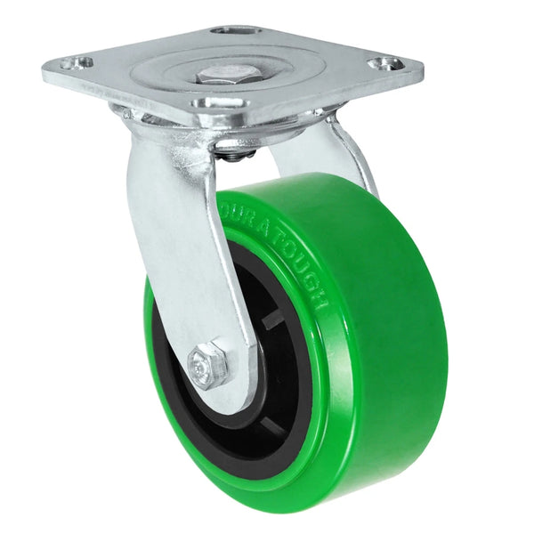 Durastar Medium Heavy Duty S30 Series - 4" x 2" Polyurethane on Glass-filled Nylon Swivel Caster - 800 lb Capacity, & 4" x 4-1/2" Stainless Top Plate Durastar