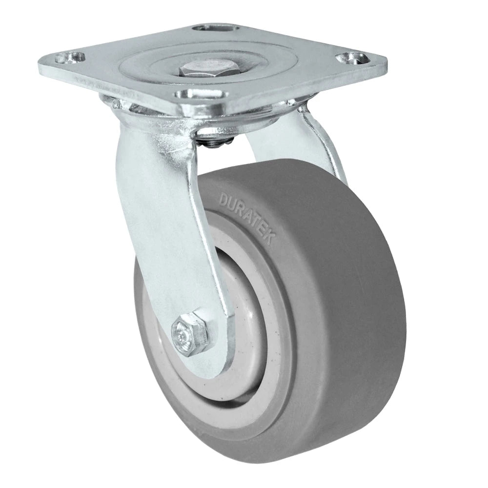 Durastar Medium Heavy Duty S30 Series - 4" x 2" Duratek High Tech Rubber Swivel Caster - 450 lb Capacity, & 4" x 4-1/2" Stainless Top Plate Durastar