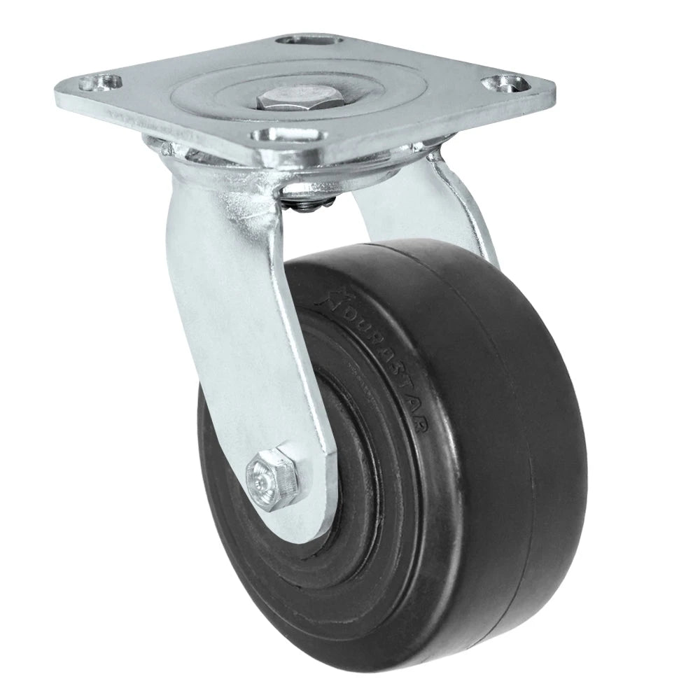 Durastar Medium Heavy Duty S30 Series - 4" x 2" Rubber on Glass-filled Nylon Swivel Caster - 400 lb Capacity, & 4" x 4-1/2" Stainless Top Plate Durastar