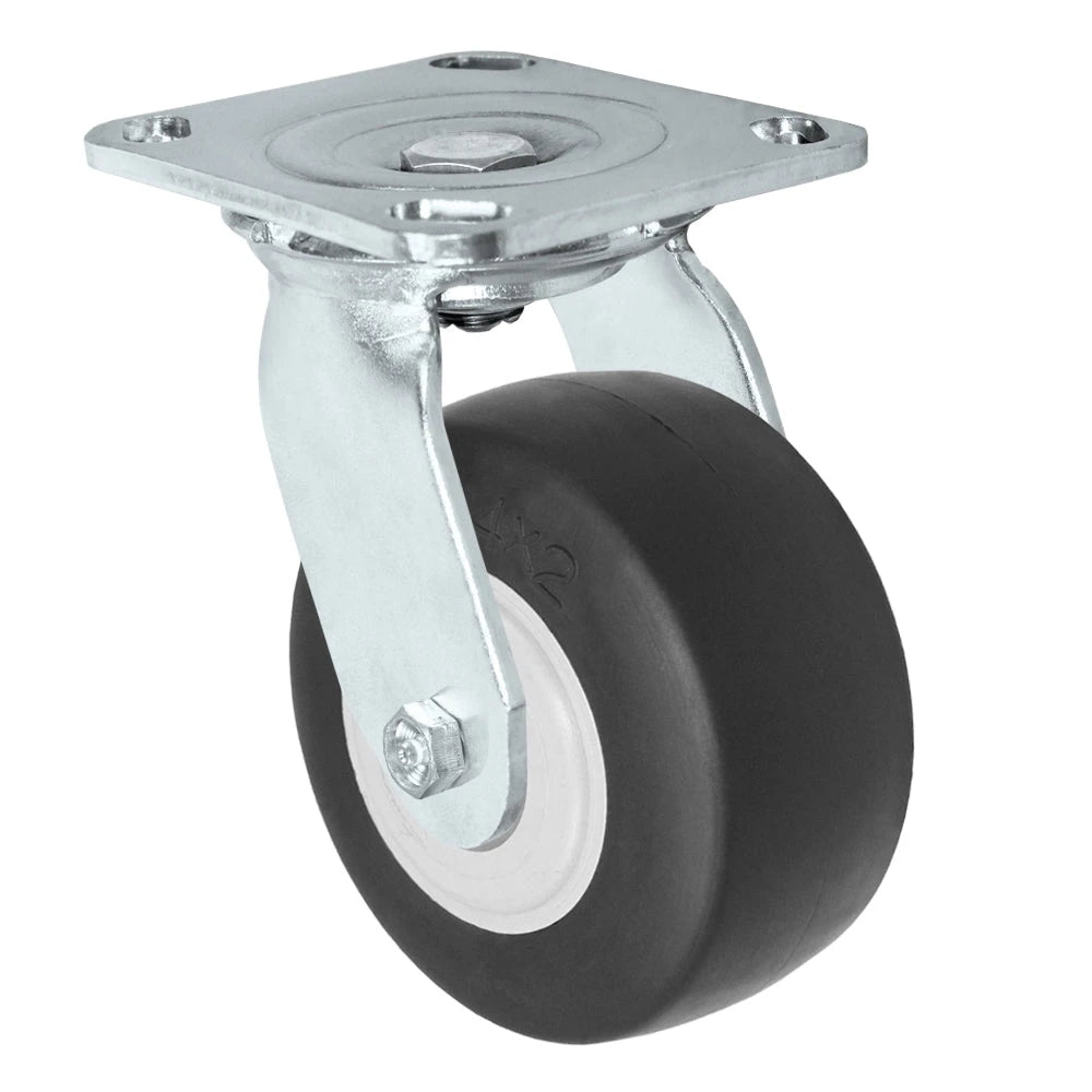 Durastar Medium Heavy Duty S30 Series - 4" x 2" Thermoplastic Rubber Swivel Caster - 300 lb Capacity, & 4" x 4-1/2" Stainless Top Plate Durastar