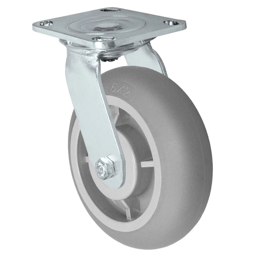 Durastar Medium Heavy Duty S30 Series - 6" x 2" Donut Thermoplastic Rubber Swivel Caster - 500 lb Capacity, & 4" x 4-1/2" Stainless Top Plate Durastar