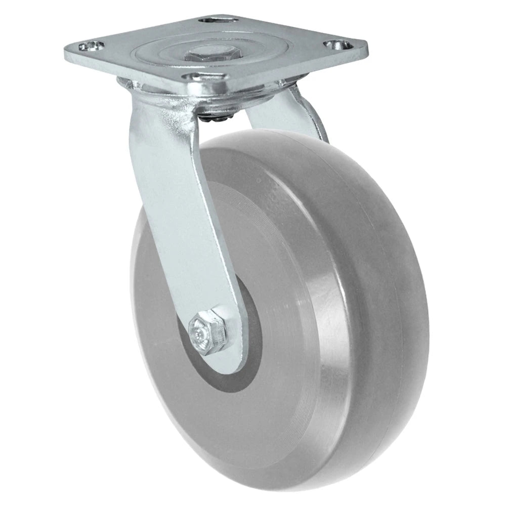 Durastar Medium Heavy Duty S30 Series - 6" x 2" Heavy Duty Solid Polyurethane on Glass-filled Nylon Swivel Caster - 1250 lb Capacity, & 4" x 4-1/2" Stainless Top Plate Durastar