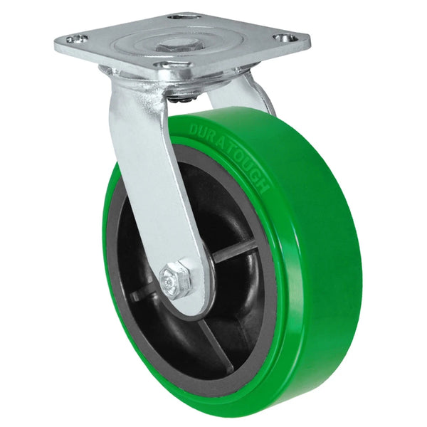 Durastar Medium Heavy Duty S30 Series - 6" x 2" Polyurethane on Glass-filled Nylon - MU (10mm Thick Tread) Swivel Caster - 1200 lb Capacity, & 4" x 4-1/2" Stainless Top Plate Durastar