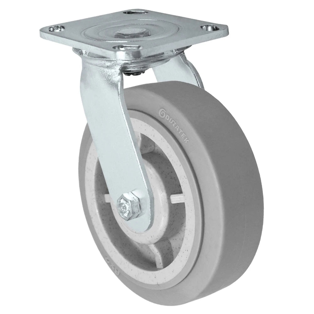 Durastar Medium Heavy Duty S30 Series - 6" x 2" Duratek High Tech Rubber Swivel Caster - 600 lb Capacity, & 4" x 4-1/2" Stainless Top Plate Durastar