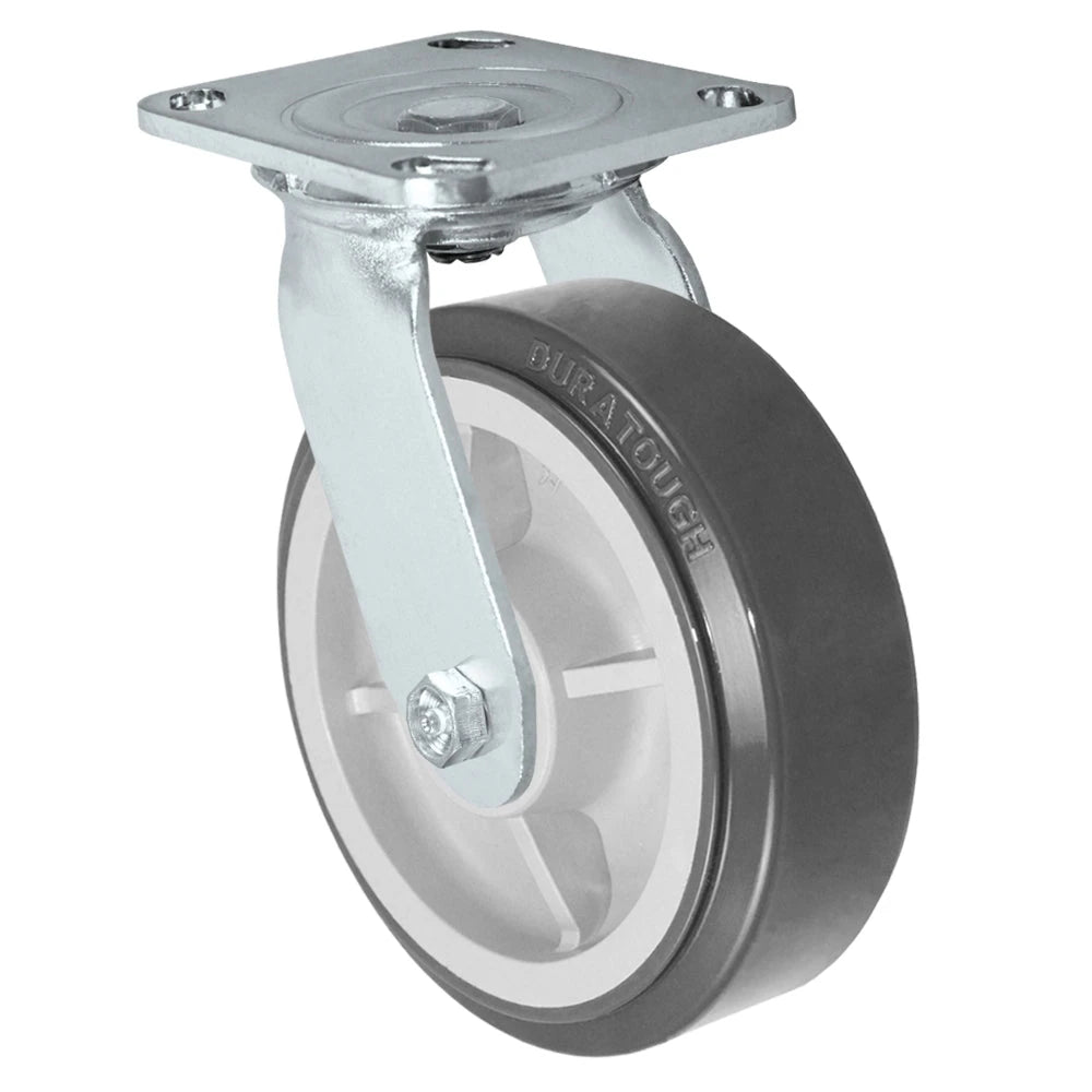 Durastar Medium Heavy Duty S30 Series - 6" x 2" DURATOUGH Polyurethane on Polyolefin Swivel Caster - 900 lb Capacity, & 4" x 4-1/2" Stainless Top Plate Durastar