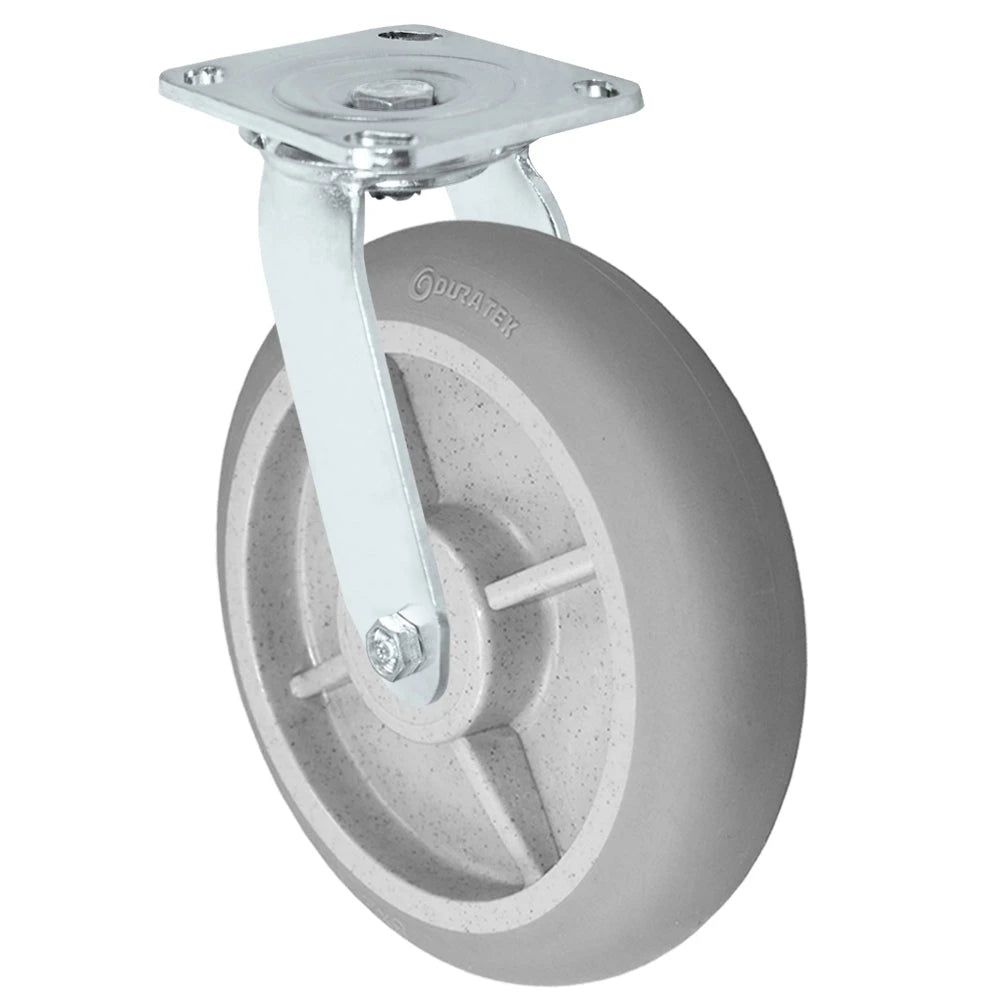 Durastar Medium Heavy Duty S30 Series - 8" x 2" Duratek Donut High Tech Rubber Swivel Caster - 675 lb Capacity, & 4" x 4-1/2" Stainless Top Plate Durastar