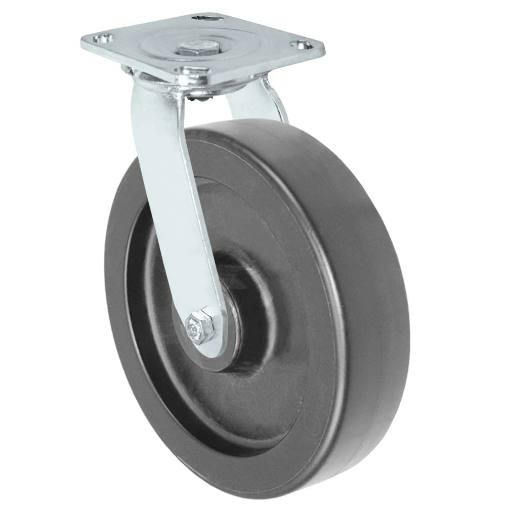 Durastar Medium Heavy Duty S30 Series - 8" x 2" Heavy Duty Polyolefin Swivel Caster - 1200 lb Capacity, & 4" x 4-1/2" Stainless Top Plate Durastar