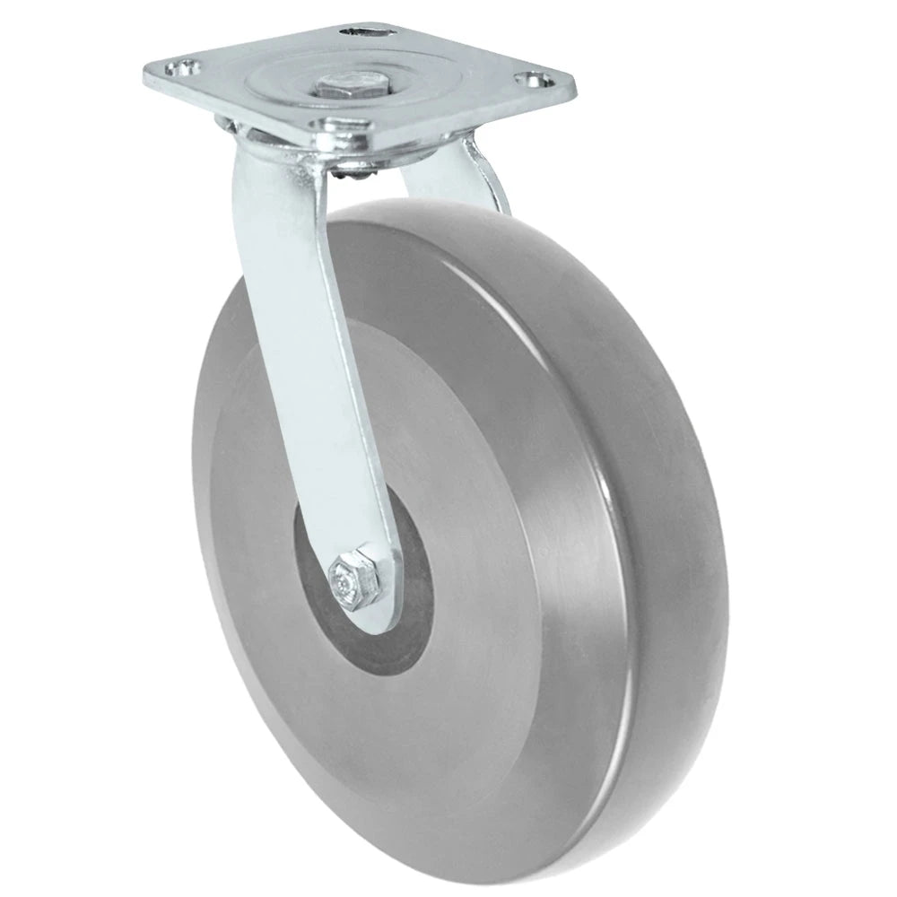 Durastar Medium Heavy Duty S30 Series - 8" x 2" Heavy Duty Solid Polyurethane on Glass-filled Nylon Swivel Caster - 1250 lb Capacity, & 4" x 4-1/2" Stainless Top Plate Durastar