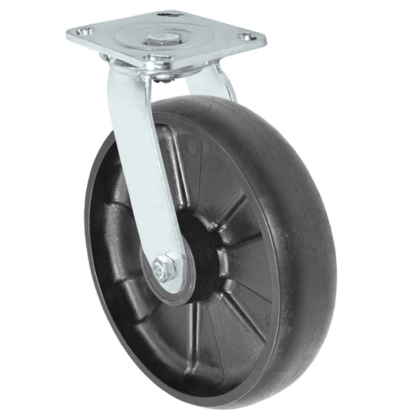 Durastar Medium Heavy Duty S30 Series - 8" x 2" Glass-filled Nylon Swivel Caster - 1250 lb Capacity, & 4" x 4-1/2" Stainless Top Plate Durastar