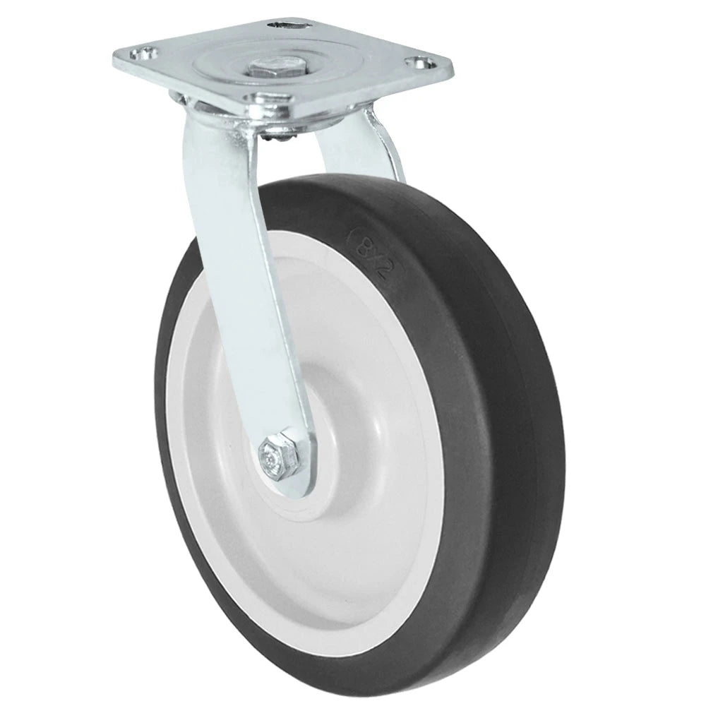 Durastar Medium Heavy Duty S30 Series - 8" x 2" Thermoplastic Rubber Swivel Caster - 600 lb Capacity, & 4" x 4-1/2" Stainless Top Plate Durastar