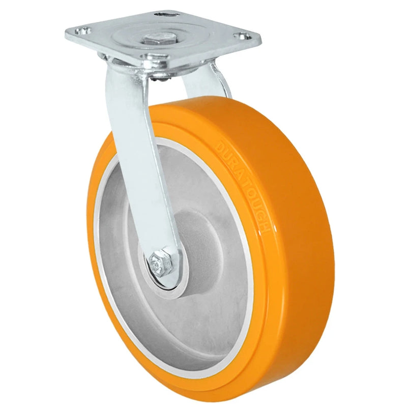Durastar Medium Heavy Duty S30 Series - 8" x 2" Sirius Heavy Duty Polyurethane on Aluminum Swivel Caster - 1250 lb Capacity, & 4" x 4-1/2" Stainless Top Plate Durastar