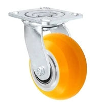 5" x 2" Stainless Swivel Caster Orange Polyurethane on Aluminum Caster - 1,200 lbs Capacity - 4" x 4-1/2" Mounting Plate CasterHQ