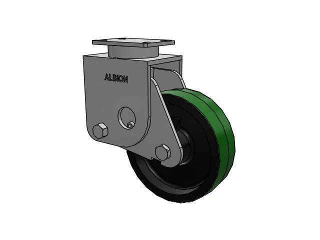 Spring-Loaded Kingpinless 10"x3" Poly-on-Iron Rigid Caster with 6.25"x4.5" Mounting Plate - Heavy Duty Industrial Caster for Smooth and Durable Performance Albion-Casters