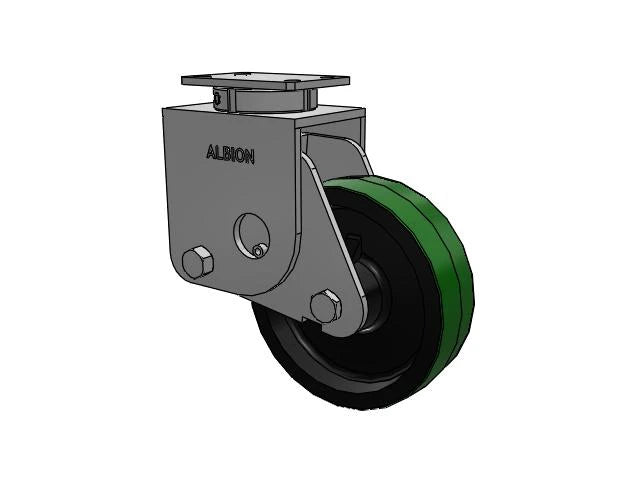 Spring-Loaded Kingpinless Caster 10"x3" Poly-on-Iron, 3000 lb Load Capacity, 6.25"x4.5" Top Plate, Albion Casters SKU: S310PY10501S Albion-Casters