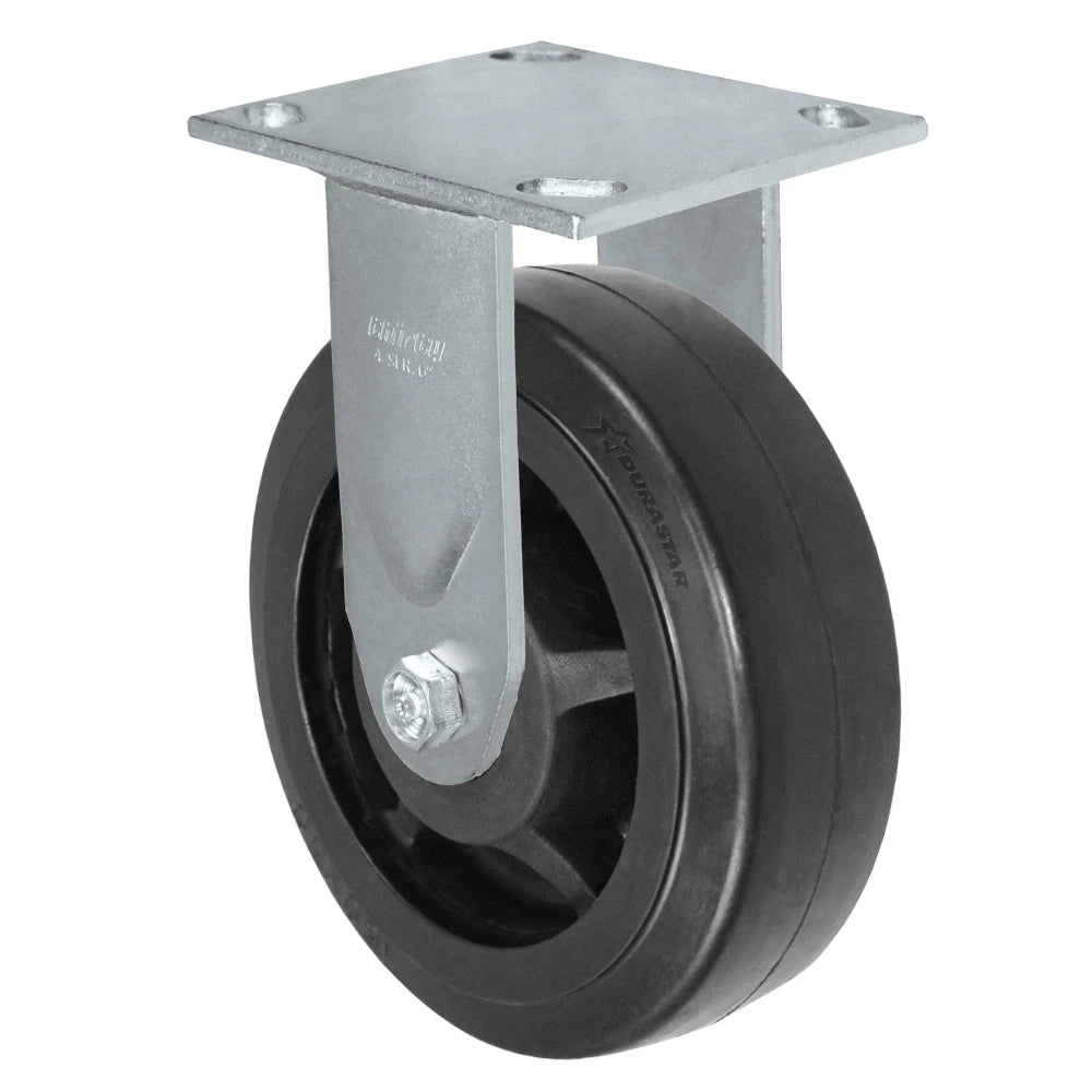 Durastar Medium Heavy Duty S34 Series - 5" x 2" Rubber on Glass-filled Nylon Rigid Caster - 450 lb Capacity, & 4" x 4-1/2" Stainless Top Plate Durastar