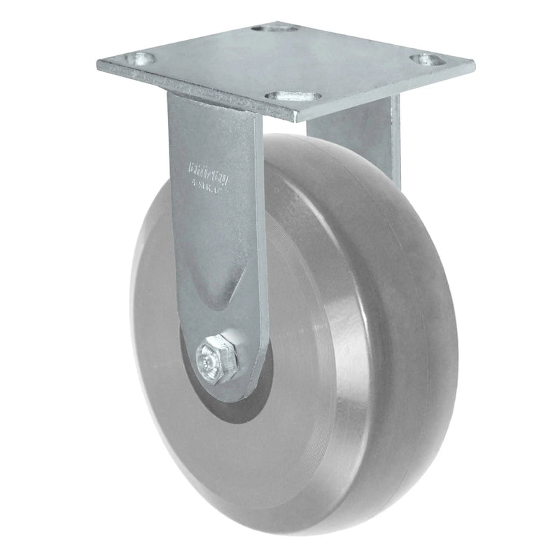 Durastar Medium Heavy Duty S34 Series - 6" x 2" Heavy Duty Solid Polyurethane on Glass-filled Nylon Rigid Caster - 1250 lb Capacity, & 4" x 4-1/2" Stainless Top Plate Durastar