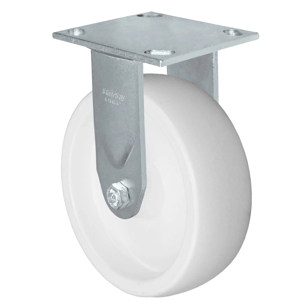 Durastar Medium Heavy Duty S34 Series - 6" x 2" Polyolefin Rigid Caster - 1000 lb Capacity, & 4" x 4-1/2" Stainless Top Plate Durastar