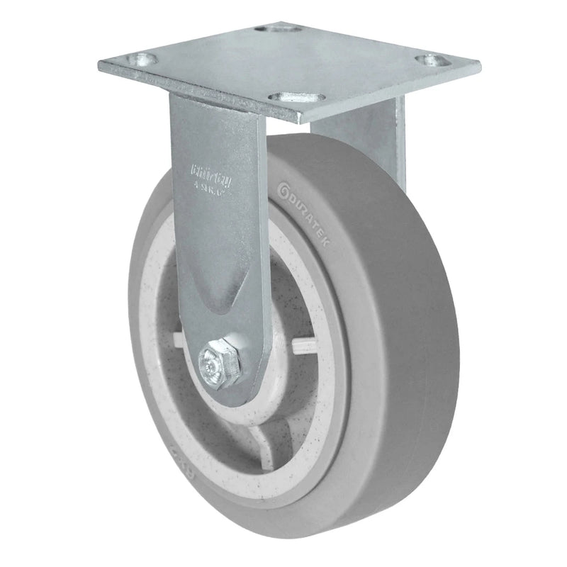 Durastar Medium Heavy Duty S34 Series - 6" x 2" Duratek High Tech Rubber Rigid Caster - 600 lb Capacity, & 4" x 4-1/2" Stainless Top Plate Durastar